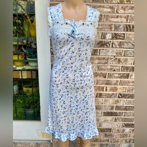 Vintage 90s Pastel Blue & Purple Floral Lace Body Touch Coquette Nightgown